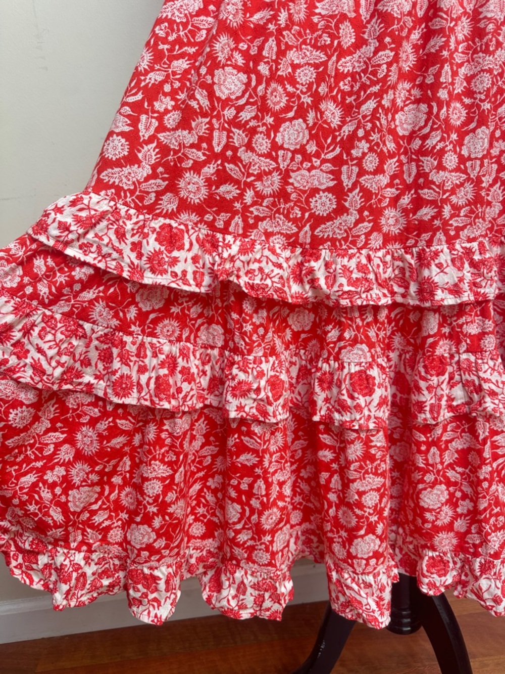 Universal Thread Floral Tiered Ruffle Strap Maxi Dress Red Size XS - Picture 3 of 9